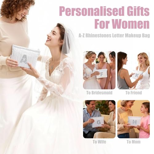 Personalized Diamond Makeup Bag for Women - A-Z Bag (S)