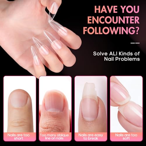 Ranrose Long Almond Nail Tips - 240PCS Full Cover Half Matte