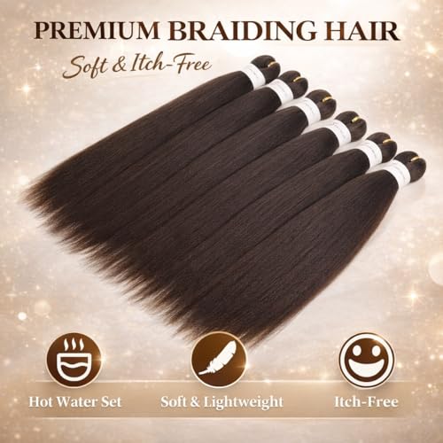 Pre Stretched Braiding Hair 24 Inch 6 Packs for Knotless & Senegalese Styles, 4# Menethe Hair