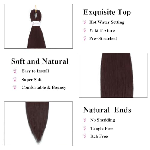 Alremyssy 26-Inch Pre-Stretched Braiding Hair - 6 Pack Synthetic Extensions