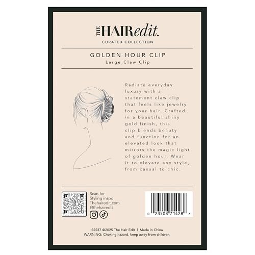 The Hair Edit Golden Hour Gold Claw Clip for Women - Elegant, Strong Non-Slip Hair Accessory