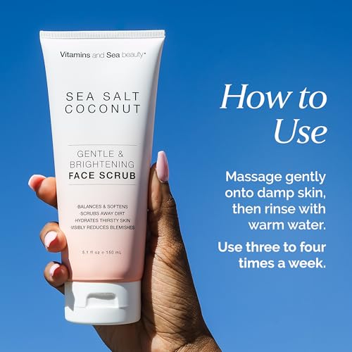 Gentle Sea Salt & Coconut Face Scrub - Exfoliating Cleanser for All Skin Types - 5.1 fl oz