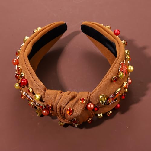 NVENF Beaded Turkey Headband for Women Gobble 1 Fall Thanksgiving Hair Accessory