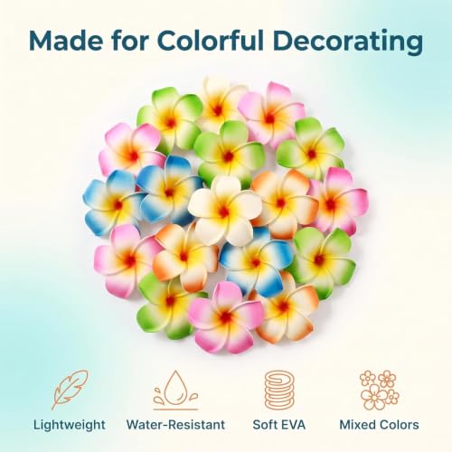 10 Pcs Multicolor Plumeria Flower Hair Clips - Tropical Barrettes