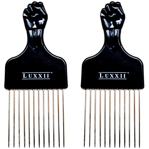 2-Pack Metal Afro Pick Comb for Curly Hair & Beards - 6.75 Inch