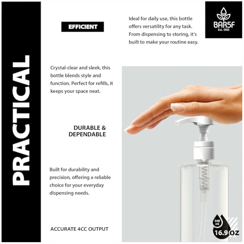 Bar5F 16 oz Plastic Lotion Bottles with Black & White Pumps - Pack of 2