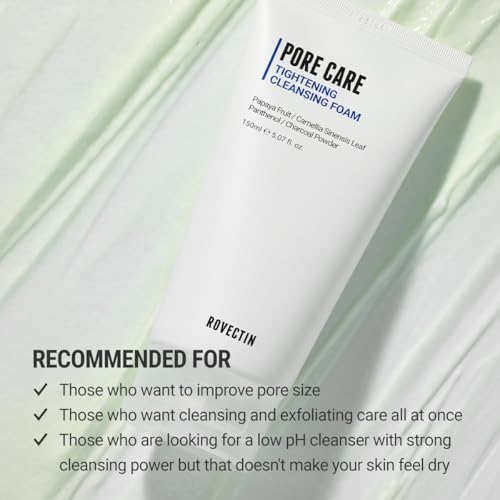 ROVECTIN Pore Tightening Cleansing Foam - Vegan AHA/BHA/PHA Face Wash