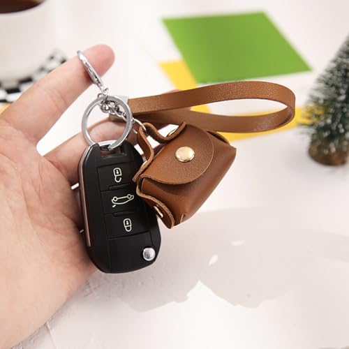 Alunsito Mini Coin Purse Keychain - 6 Pcs PU Leather Bag Charm A