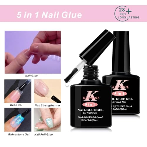 KIANOOL Square UV KIT-2025 Gel Nail Tips Kit - 552 pcs with Mini Lamp