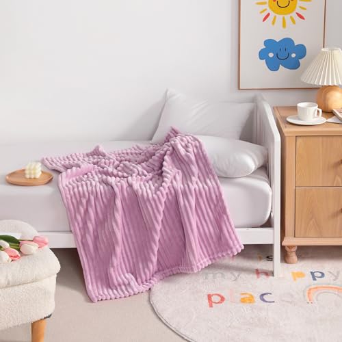 NTBAY Lightweight Toddler Blanket - Reversible Stripes, 30x40 Inches, Light Purple