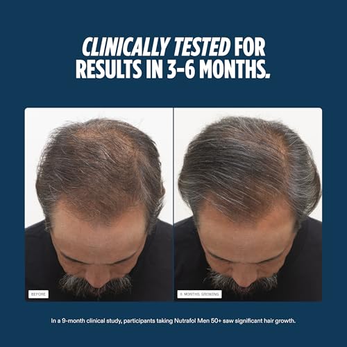 Nutrafol Men 50+ Hair Growth Supplements, Clinically Tested for Visibly Thicker Hair and Scalp Coverage, #1 Dermatologist-Recommended Hair Growth Supplement Brand - 1 Month Supply