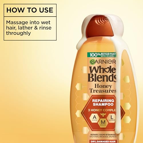 Garnier Whole Blends Honey Treasures Repairing Shampoo, 22 Fl Oz (Pack of 2)