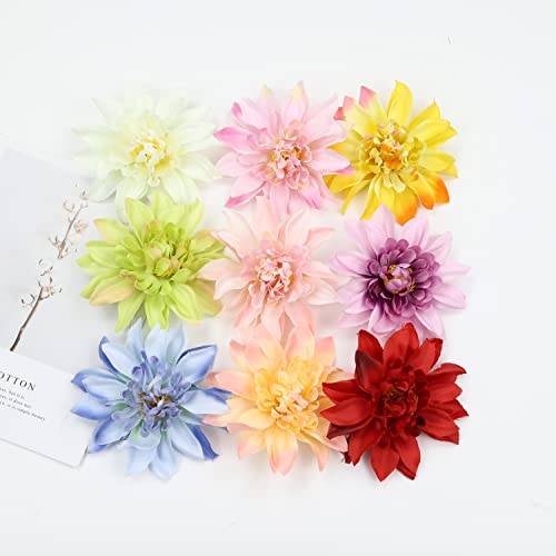 Lawie 9-Pack Large 4-Inch Artificial Dahlia Flower Hair Clips for Women & Girls