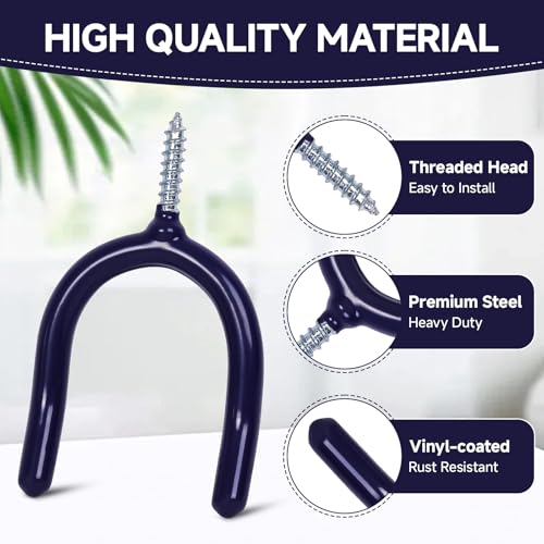 Heavy-Duty Steel U Hooks - 6 Pack Anti-Slip Garage Storage System