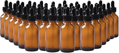 24 Pack 1oz Amber Glass Dropper Bottles for Essential Oils