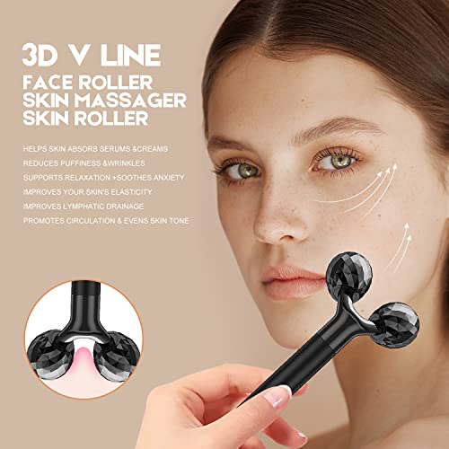 2-in-1 Electric Face Massager Kit with 3D Roller & T-Shape Tool