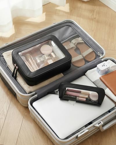 LETGO Clear Makeup Bag Set, Waterproof Travel Toiletry Pouch - Dual Black