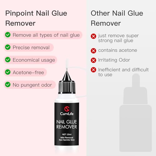CurvLife Semi-Solid Nail Glue & Pinpoint Nail Glue Remover Kit