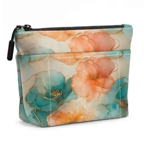 Watercolor Floral Makeup Bag 1463, Large Travel Toiletry Pouch with 8 Pockets