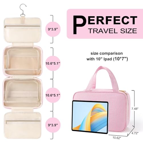TOPEAST Travel Hanging Toiletry Bag & Makeup Bag, Personalized Initial Toiletry Pouch, Birthday Gifts for Women Teen Girls Friends, Cruise Essentials, Blue A