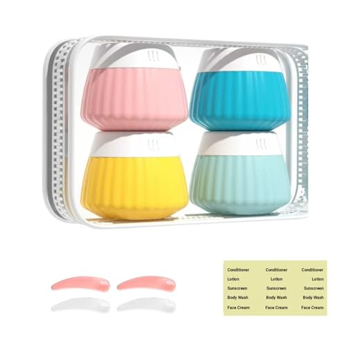 Travel Silicone Cream Containers 4-Pack - 40ml Refillable Skincare Jars