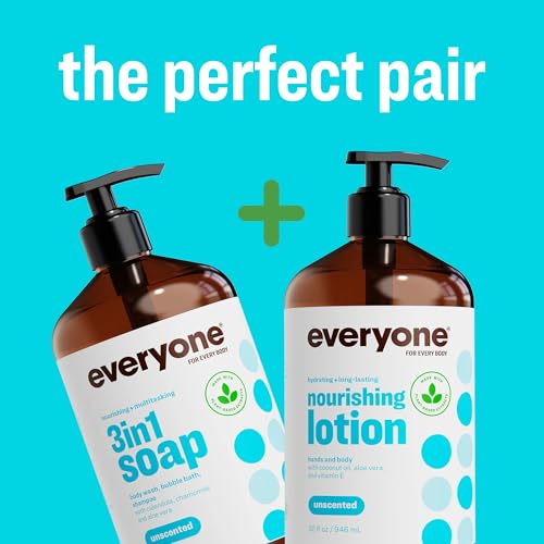 Everyone 2-in-1 Unscented Hand & Body Lotion 8oz Pack of 2 – Hypoallergenic, Fast Absorbing, Eco-Friendly