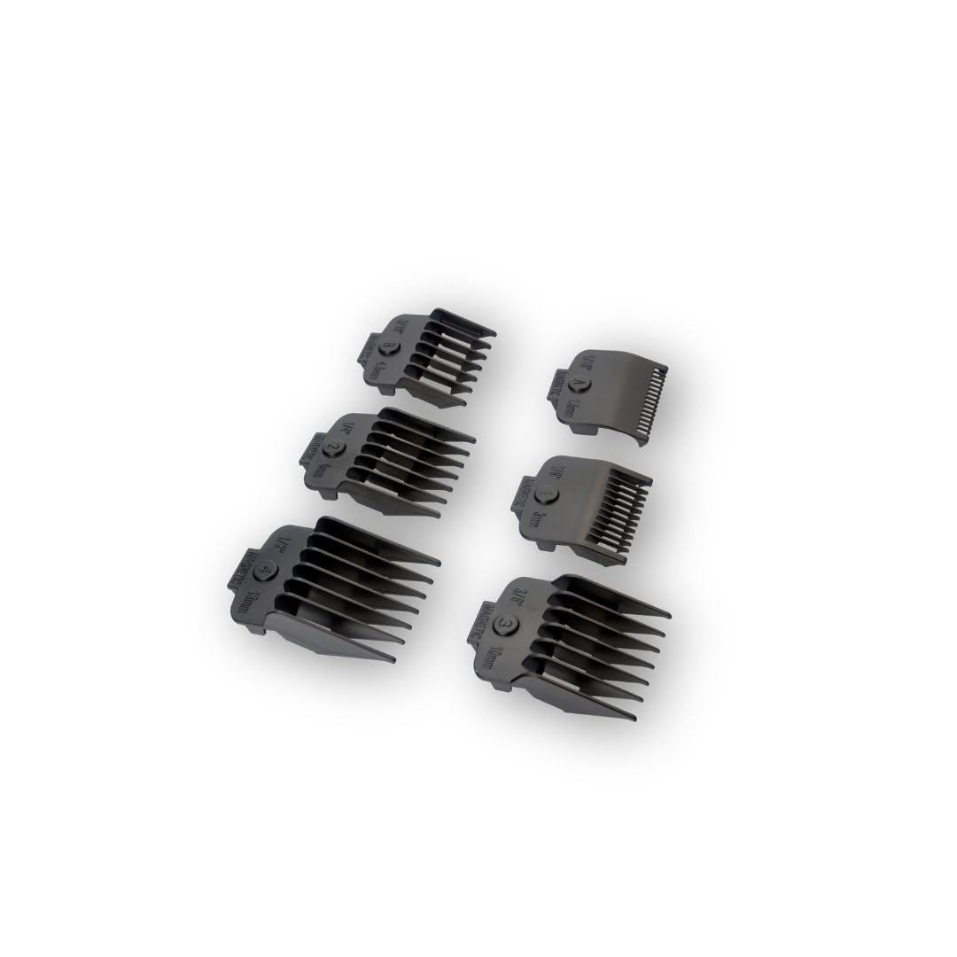 Professional Hair Cutting Combs - TPOB SLIME Guards for Precision Styling | 6 Lengths, Black