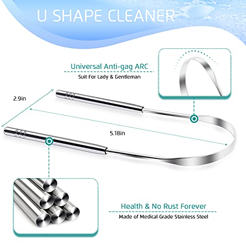 Stainless Steel Tongue Scraper Set - 4PCS Medical Grade Oral Hygiene