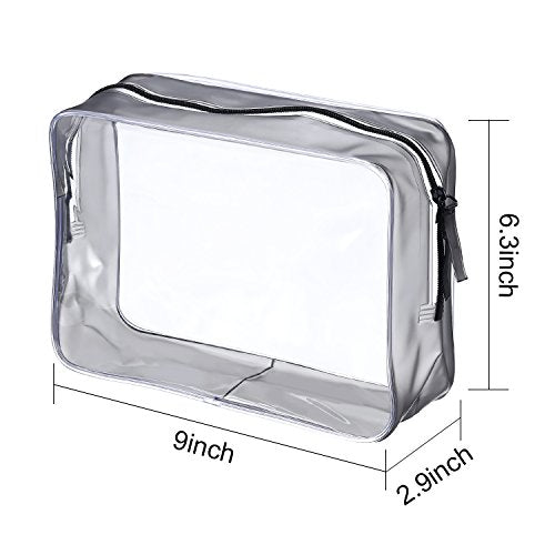 Small Clear PVC Zippered Toiletry Pouch - 5 Pack Cosmetic Bag