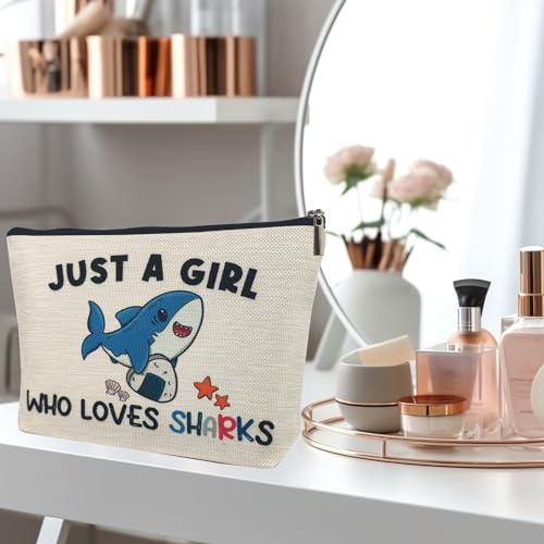 Shark Lover Makeup Bag - Cute Shark Themed Gifts for Women & Kids - Suemetic