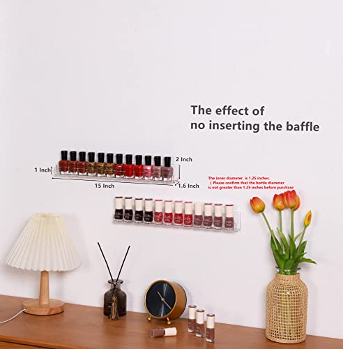 LikeU Clear Acrylic Nail Polish Rack Shelf - 4 Pack Wall Mounted Organizer