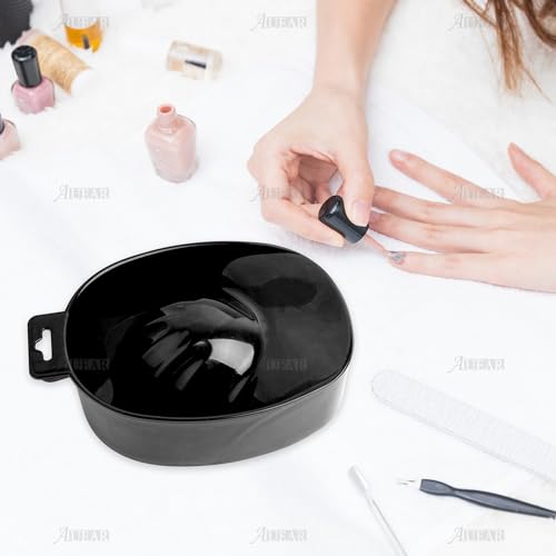 AUEAR Manicure Nail Soaking Bowls - 2 Pack Black Plastic Tray for SPA
