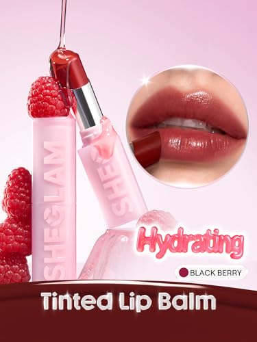 SHEGLAM Silk Lip Oil Balm 404 Black Berry - Hydrating Lip Treatment with Shine