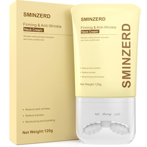Neck Firming Cream with Roller - Anti-Aging Moisturizer for Crepey Skin