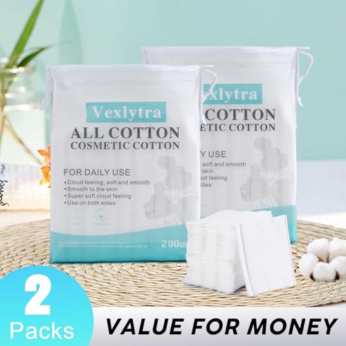 Hypoallergenic Cotton Pads for Face, 200PCS - Ultra-Soft & Lint-Free