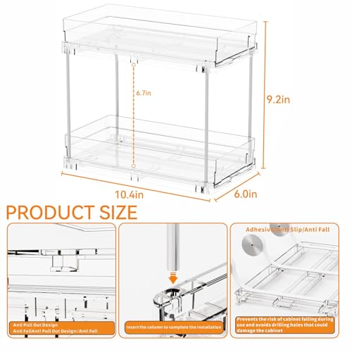 2-Tier Pull-Out Cabinet Organizer for Bathroom & Kitchen Storage