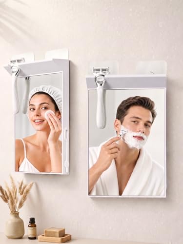 Large Anti-Fog Shower Mirror for Shaving - White Bathroom Mirror