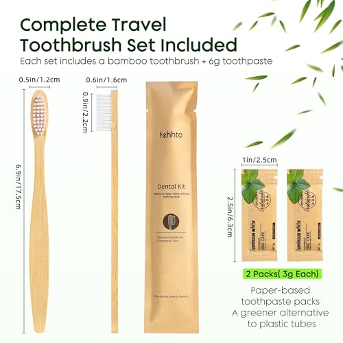 30-Pack Disposable Bamboo Toothbrush and Toothpaste Kit for Guests