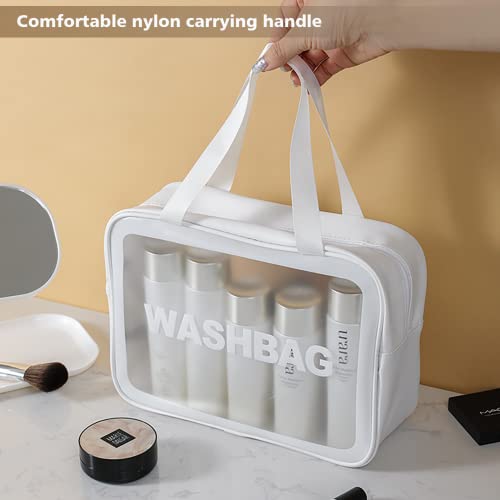 DAPOWER White Travel Toiletry Bag for Women & Men - Large Waterproof Organizer with Handle