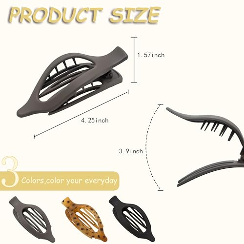 Large Flat Claw Clips for Women - 6 Pack Non-Slip Hair Accessories
