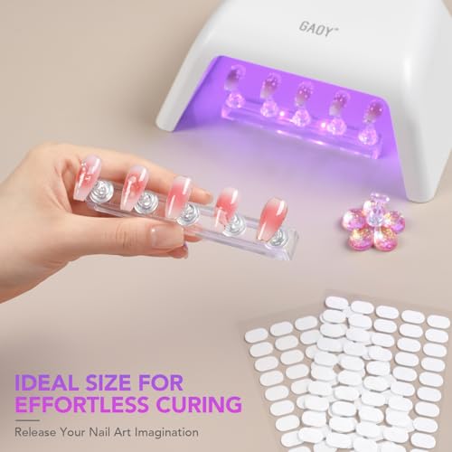 GAOY Nail Stand Set for Press On Nails - 2 Bases & 100 Tapes