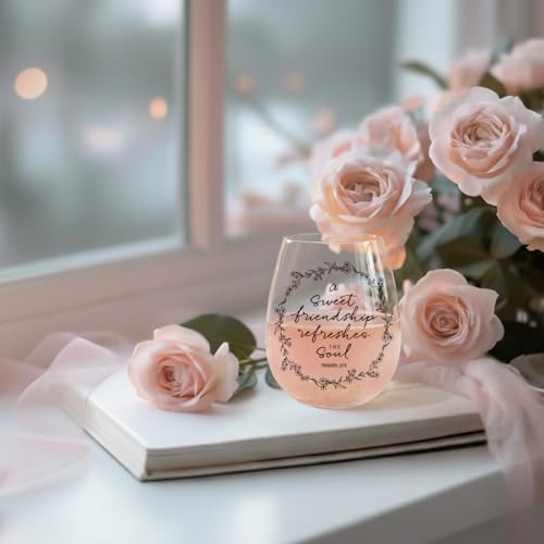 Inspirational Friendship Wine Glass - 15 oz Stemless Gift for Women