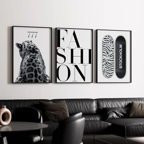 Trendy Leopard Wall Art Prints Set of 3 - 12x16 Inches Unframed
