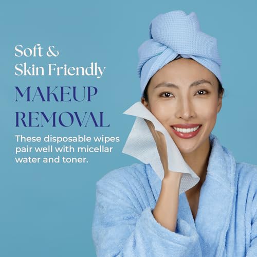 70 Count Disposable Facial Wipes - Quick Dry Makeup Remover Cloths, Soft & Biodegradable, 7.9x7.9 Inches, Facial Wipes - Pack of 1 (Facial Wipes)