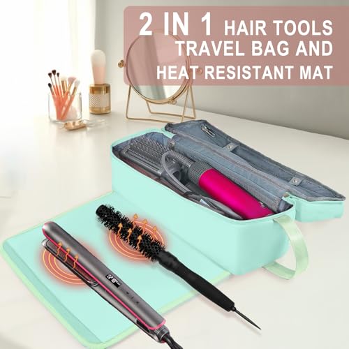 FAMOPLAY Hair Tools Travel Bag with Heat Resistant Mat, Large Organizer
