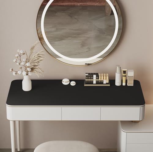 Metui Black Makeup Vanity Mat 39.37x15.7 Inch Waterproof Non-Slip Protector
