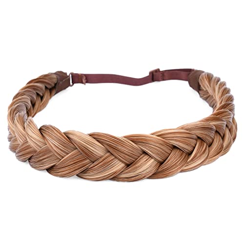 BOBIYA Chunky Braided Headband - Synthetic Hair Plaited Band, Strawberry Blonde