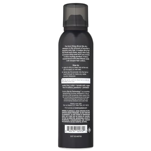 Kristin Ess Brunette Dry Shampoo for Dark Brown Hair with Vitamin C, 4 oz (Black Pack)