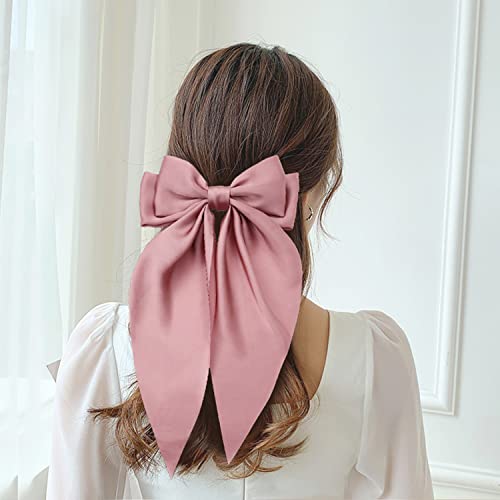Lawie Large Satin Hair Bows Pack - Oversized French Barrette Hair Clips for Women and Teens