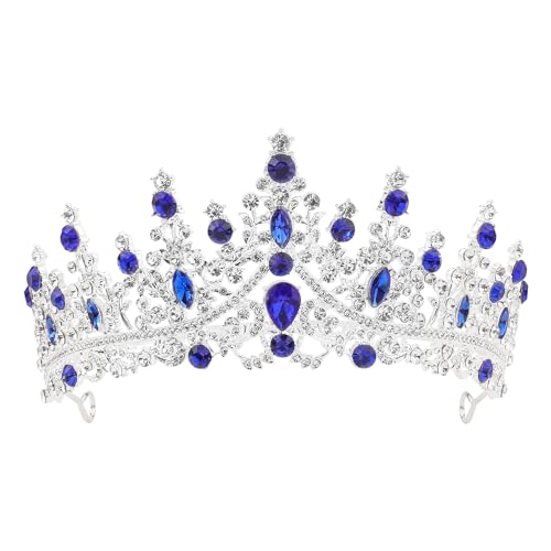 COCIDE Silver Blue Crystal Tiara - Rhinestone Crown for Brides & Girls